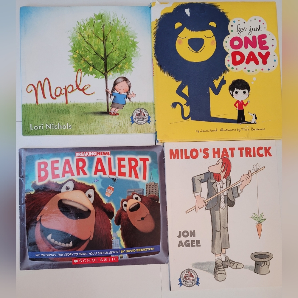 4 books: Maple, Breaking News Bear Alert, Milo's Hat Trick & For Just One Day